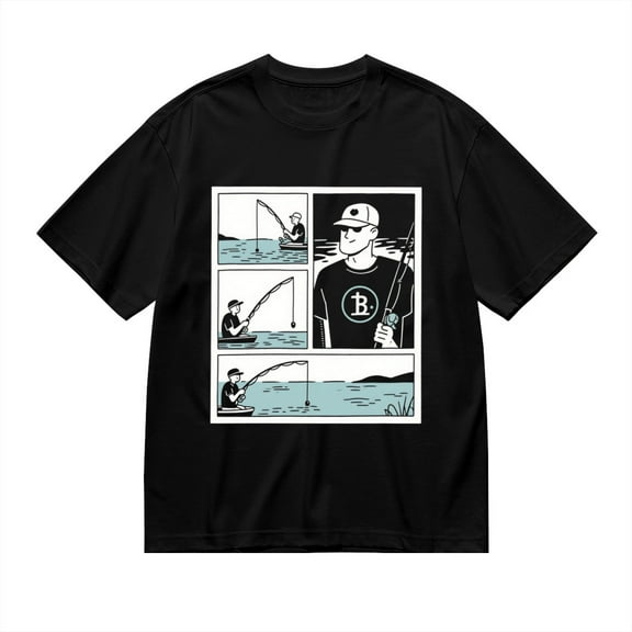 Black T Shirts for Men, Fishing, Comic, Black And White Graphic Mens Graphic Tees, 24827550,3XL