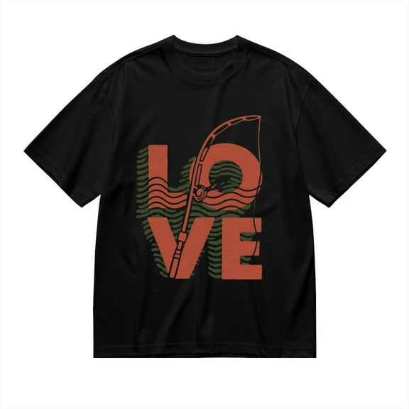 Black T Shirts for Men, Fishing Love Graphic 1 Mens Graphic Tees, 24846380,M