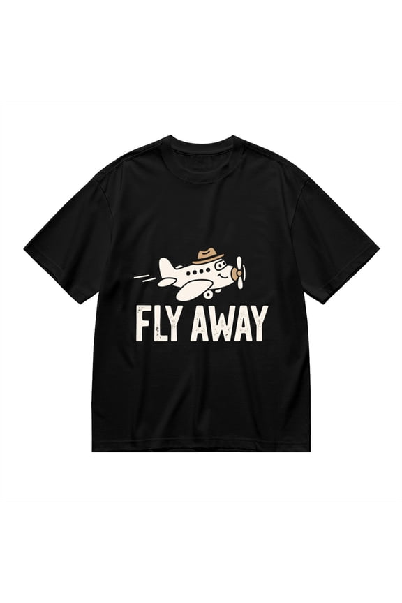Black T Shirts for Men, Fly Away Airplane Graphic Mens Graphic Tees, 24846451,L