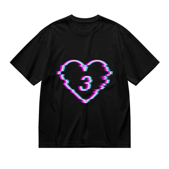 Black T Shirts for Men, Glitch Heart 3 Graphic Mens Graphic Tees, 24846326,3XL