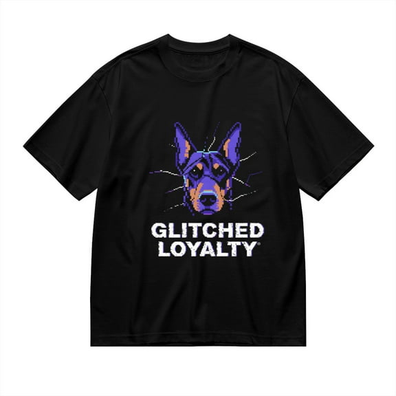 Black T Shirts for Men, Glitched Loyalty, Dog Print Mens Graphic Tees, 24013764,XXL