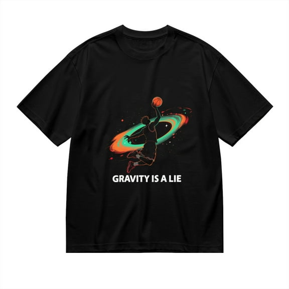 Black T Shirts for Men, Gravity Is A Lie,Basketball Cosmos Print Mens Graphic Tees, 24013842,S