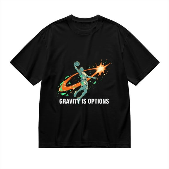 Black T Shirts for Men, Gravity Is Options, Basketball Print Mens Graphic Tees, 24013925,S