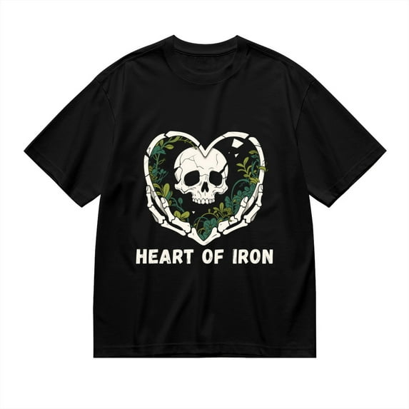 Black T Shirts for Men, Heart Of Iron, Skull Heart Plant Print 1 Mens Graphic Tees, 24013844,S