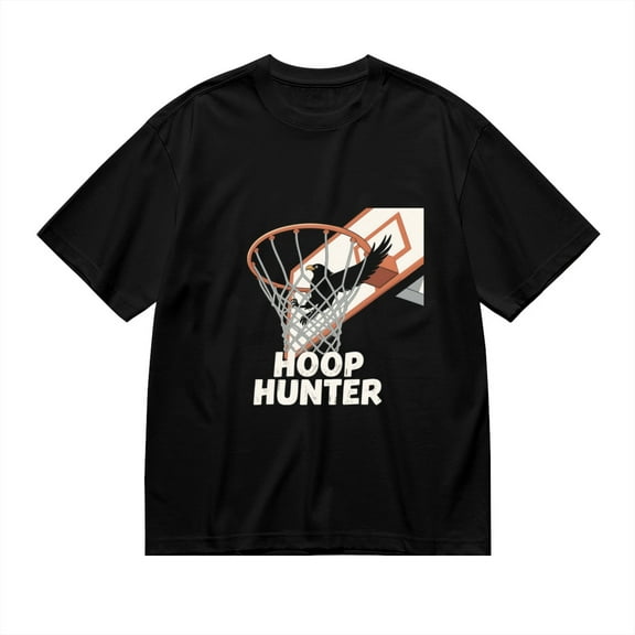 Black T Shirts for Men, Hoop Hunter,Bird Basketball Print Mens Graphic Tees, 24013900,S