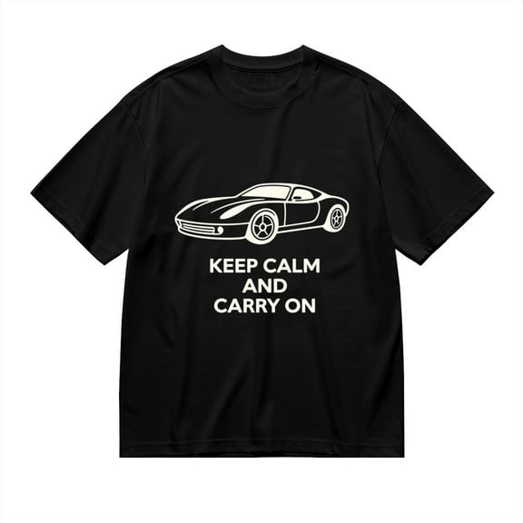 Black T Shirts for Men, Keep Calm And Carry On, Vintage Car Print Mens Graphic Tees, 24816370,S