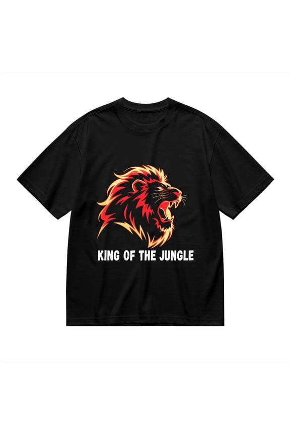 Black T Shirts for Men, King Of The Jungle,Lion Roar Print 2 Mens Graphic Tees, 24013794,3XL