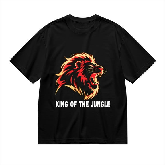 Black T Shirts for Men, King Of The Jungle,Lion Roar Print 2 Mens Graphic Tees, 24013794,S