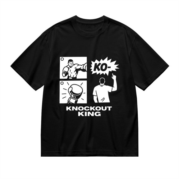 Black T Shirts for Men, Knockout King, Boxing Gloves Print 2 Mens Graphic Tees, 24816227,3XL