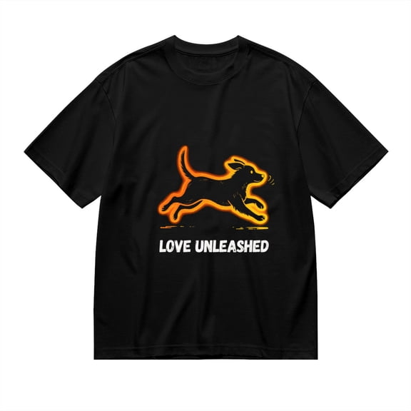 Black T Shirts for Men, Love Unleashed,Running Dog Print Mens Graphic Tees, 24013788,S