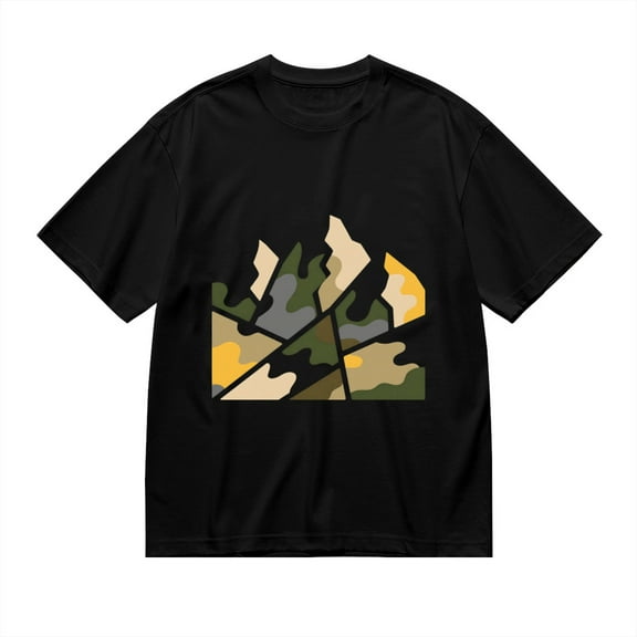 Black T Shirts for Men, Mountain, Camouflage, Geometric Graphic Mens Graphic Tees, 24898456,3XL