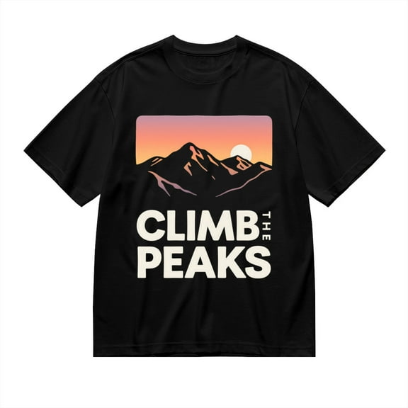 Black T Shirts for Men, Mountain, Climb The Peaks Graphic 1 Mens Graphic Tees, 24898491,S