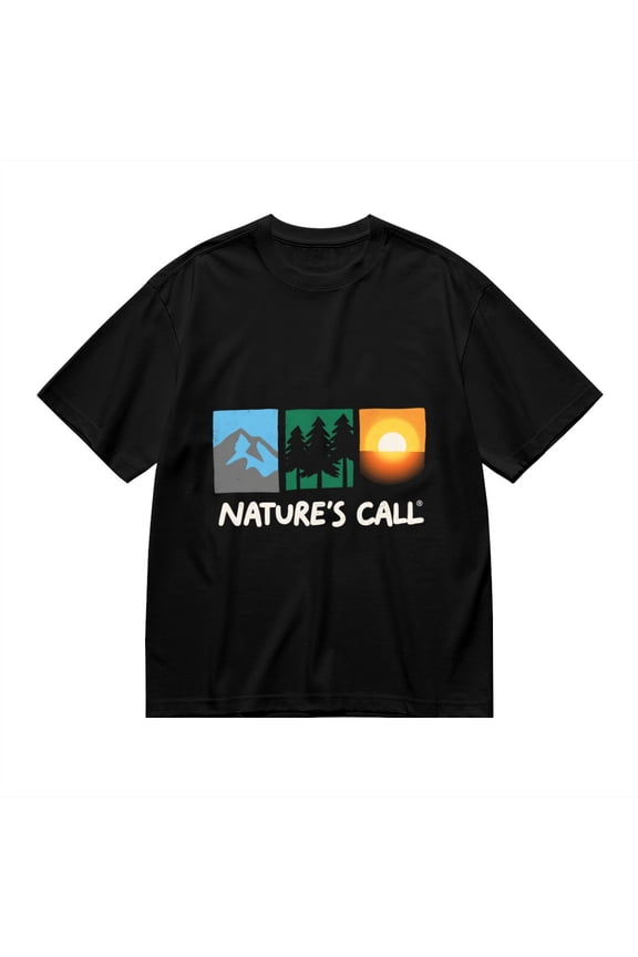 Black T Shirts for Men, Mountain, Pine Tree, Sunset, Nature'S Call Graphic Mens Graphic Tees, 24898501,XXL