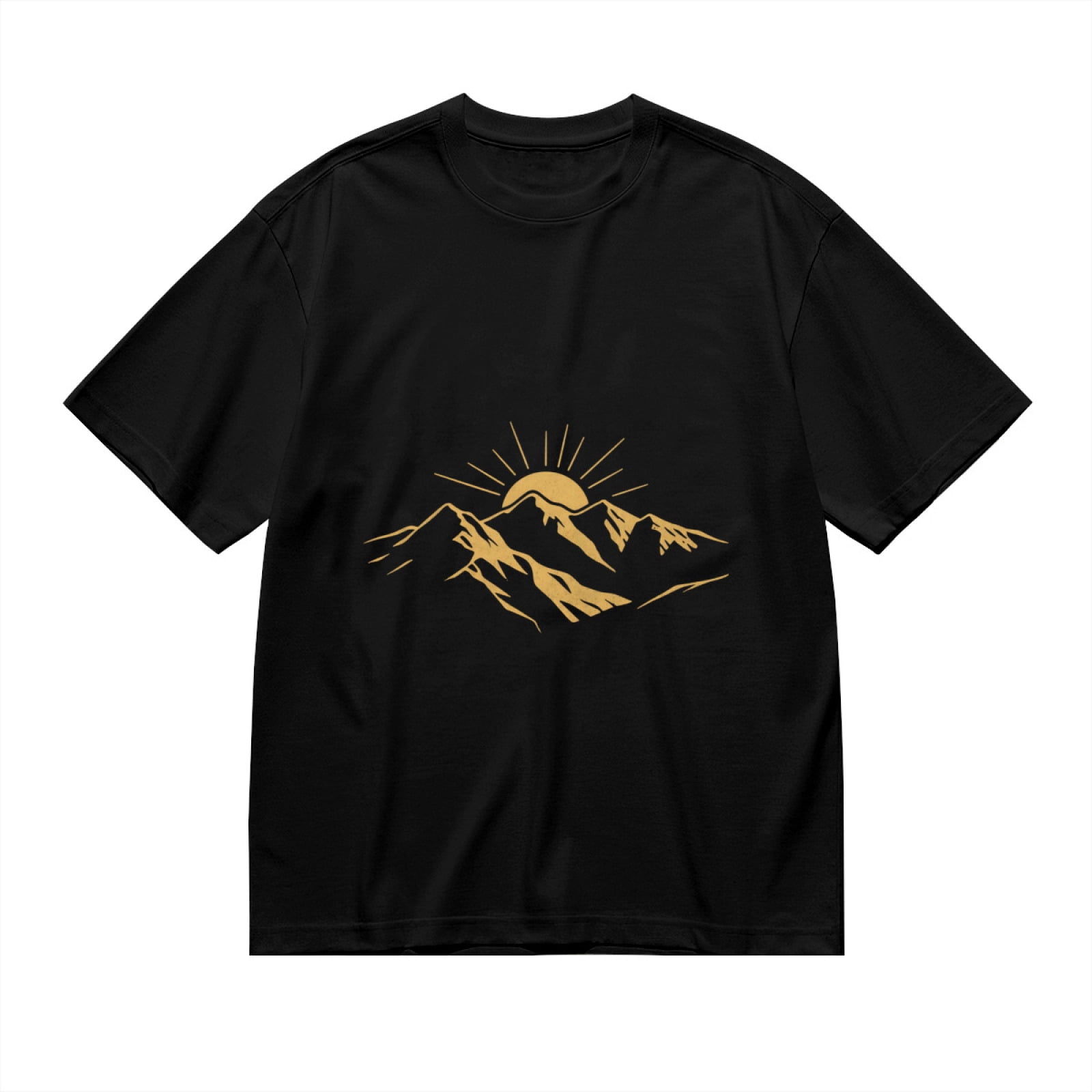 Black T Shirts for Men, Mountain, Sun, Graphic Mens Graphic Tees