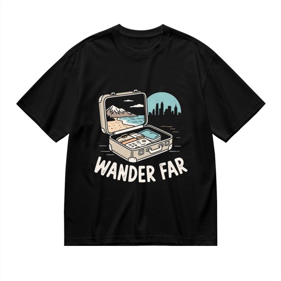 Black T Shirts for Men, Mountain, Travel, Suitcase, Graphic 2 Mens Graphic Tees, 24898480,S