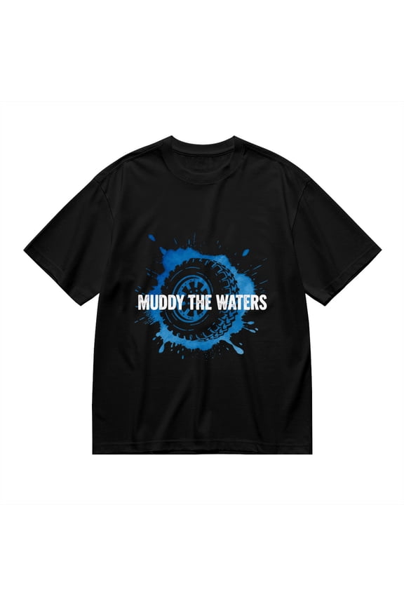 Black T Shirts for Men, Muddy The Waters, Tire Splatter Print 1 Mens Graphic Tees, 24816354,3XL