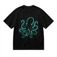 thumbnail image 1 of Black T Shirts for Men, Neon Octopus Graphic Mens Graphic Tees, 24846360,L, 1 of 8