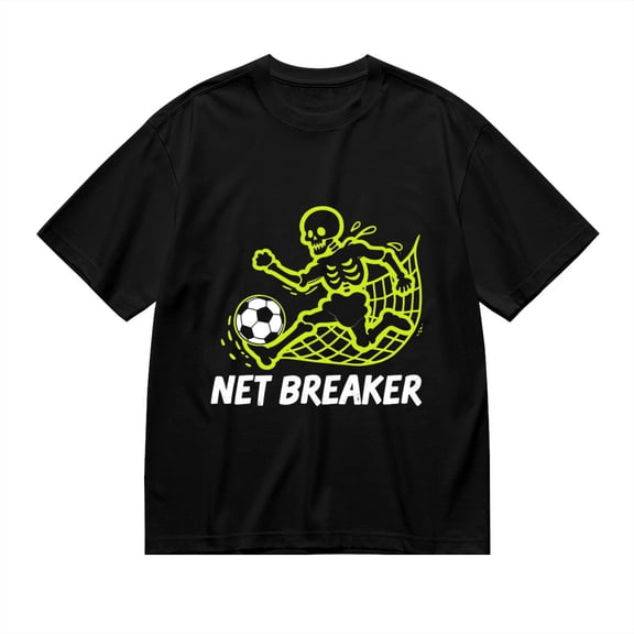 Black T Shirts for Men, Net Breaker,Skeleton Soccer Print 1 Mens Graphic Tees, 24013915,S