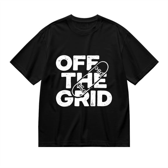 Black T Shirts for Men, Off The Grid, Skateboard Print Mens Graphic Tees, 24816180,S