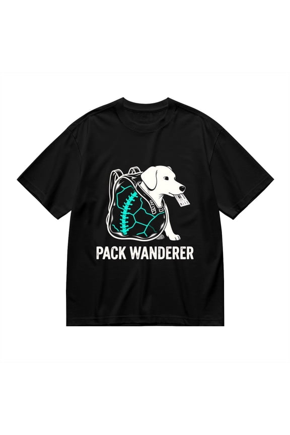 Black T Shirts for Men, Pack Wanderer,Dog Backpack Print 1 Mens Graphic Tees, 24013673,S