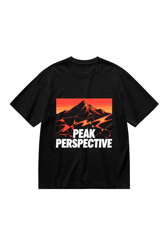 Black T Shirts for Men, Peak Perspective,Mountain Print 1 Mens Graphic Tees, 24013707,S