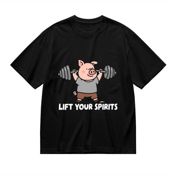 Black T Shirts for Men, Pig, Weightlifting, Lift Your Spirits Graphic Mens Graphic Tees, 24898454,3XL