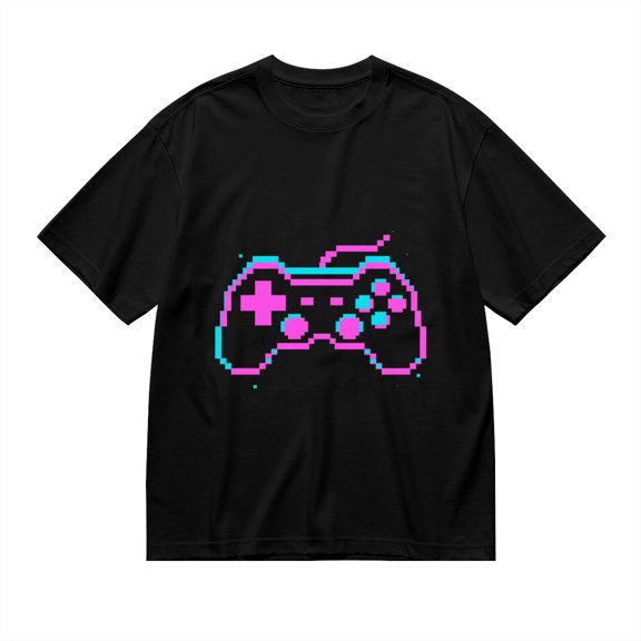 Black T Shirts for Men, Pixel Game Controller Retro Gaming, Graphic Mens Graphic Tees, 24936931,XL