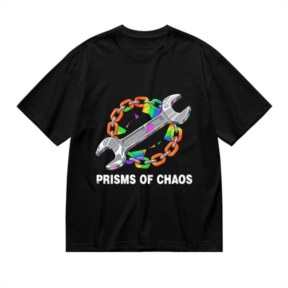 Black T Shirts for Men, Prisms Of Chaos, Wrench Print 1 1 Mens Graphic Tees, 24013654,S