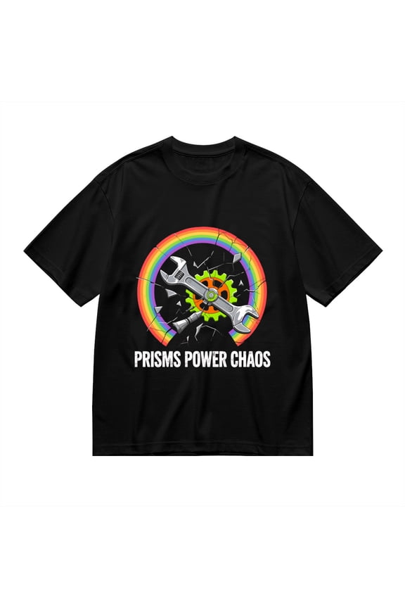 Black T Shirts for Men, Prisms Power Chaos,Wrench Gear Print 1 Mens Graphic Tees, 24013579,S