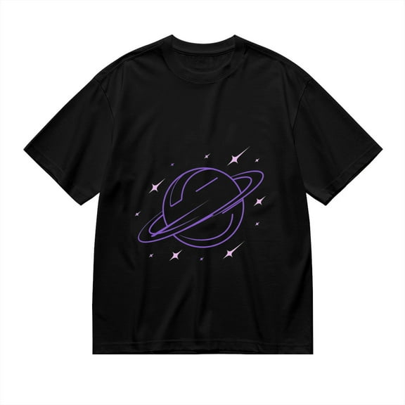 Black T Shirts for Men, Purple Planet With Rings Graphic 1 Mens Graphic Tees, 24846347,3XL