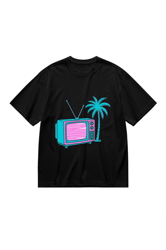 Black T Shirts for Men, Retro Tv, Graphic Mens Graphic Tees, 24827477,M