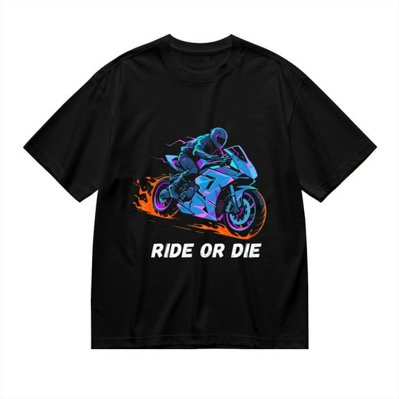 Black T Shirts for Men, Ride Or Die,Motorcycle Rider Print 2 Mens Graphic Tees, 24013598,S