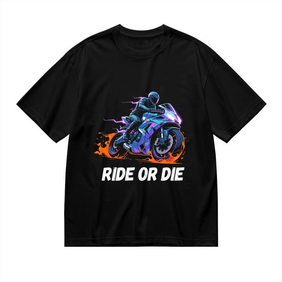Black T Shirts for Men, Ride Or Die,Motorcycle Rider Print Mens Graphic Tees, 24013597,S
