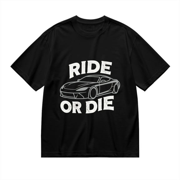 Black T Shirts for Men, Ride Or Die, Vintage Car Print 3 Mens Graphic Tees, 24816183,XL