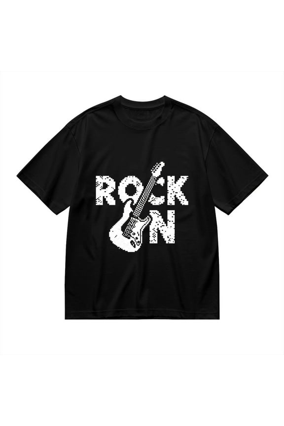 Black T Shirts for Men, Rock, Guitar Print Mens Graphic Tees, 24816195,3XL