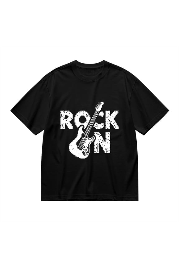 Black T Shirts for Men, Rock, Guitar Print Mens Graphic Tees, 24816195,S