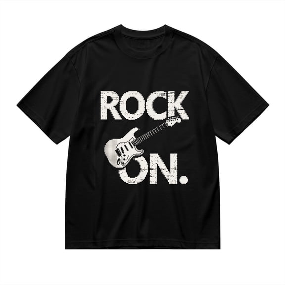 Black T Shirts for Men, Rock On, Guitar Print Mens Graphic Tees, 24816151,S