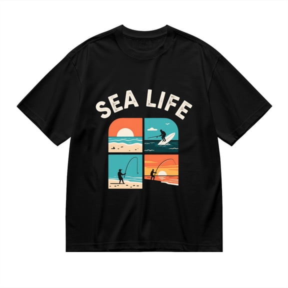 Black T Shirts for Men, Sea Life Graphic 1 Mens Graphic Tees, 24898428,3XL