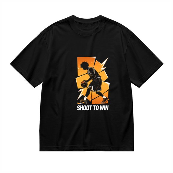 Black T Shirts for Men, Shoot To Win,Basketball Player Print 1 Mens Graphic Tees, 24013639,S