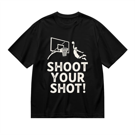 Black T Shirts for Men, Shoot Your Shot, Basketball Print Mens Graphic Tees, 24013635,S