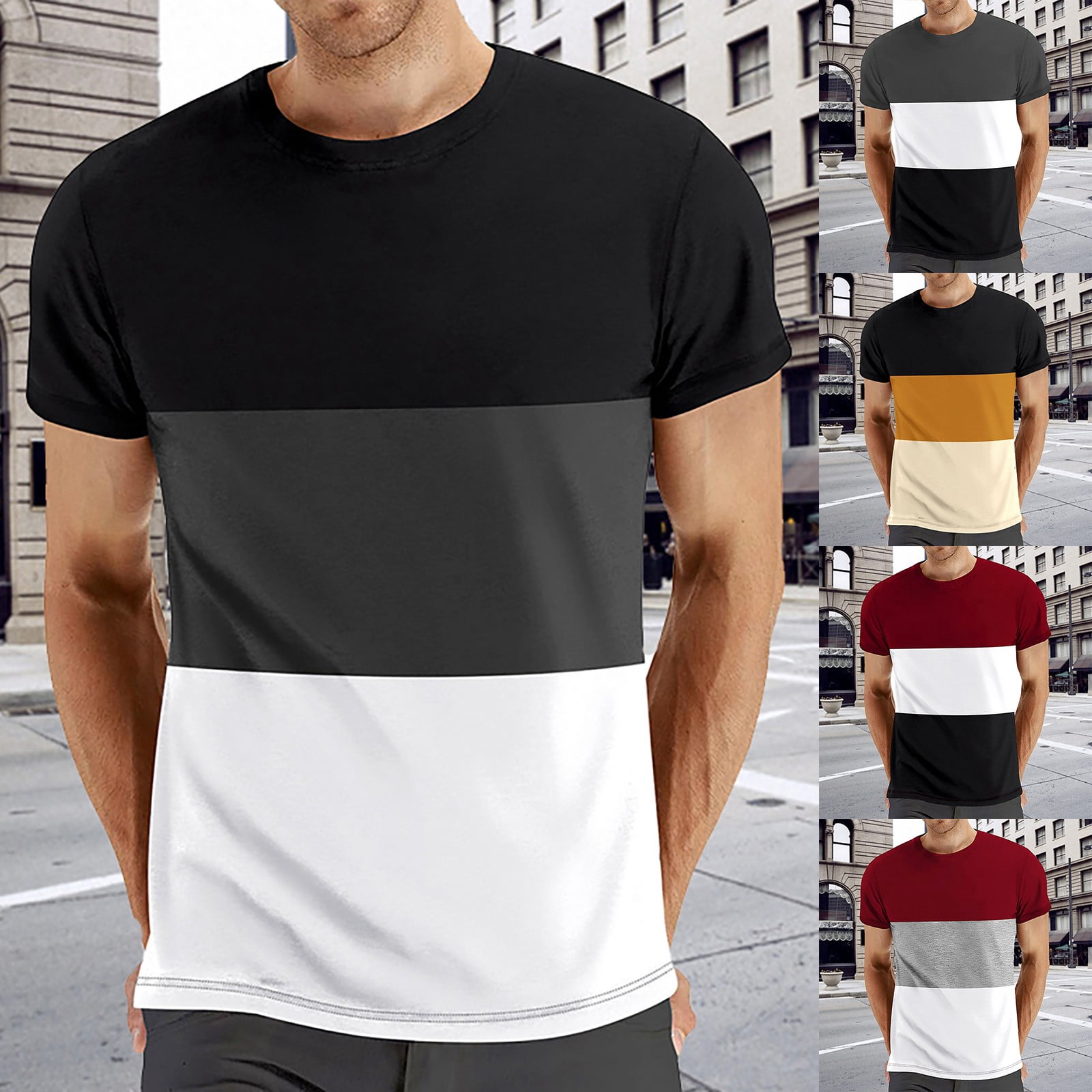 Black T Shirts for Men Short Sleeve Big and Tall Casual Streetwear ...