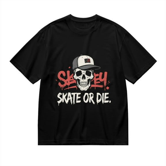 Black T Shirts for Men, Skate Or Die, Skull Print Mens Graphic Tees, 24816318,3XL
