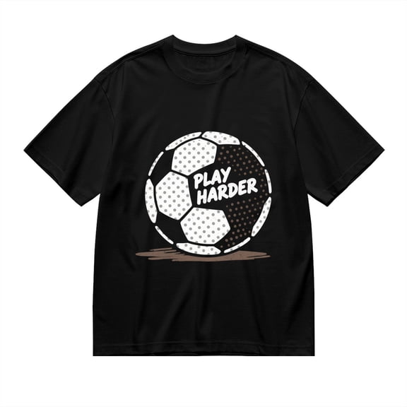 Black T Shirts for Men, Soccer Ball, Play Harder Graphic 1 Mens Graphic Tees, 24898375,3XL