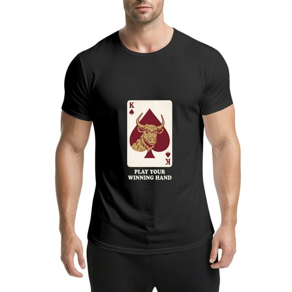 Black T Shirts for Men, Spade King Card,Play Your Winning Hand,Graphic Mens Graphic Tees, 25060583,S