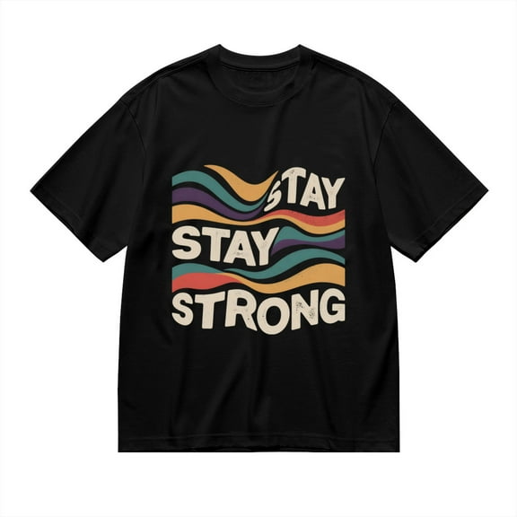 Black T Shirts for Men, Stay Strong, Color Wave Print Mens Graphic Tees, 24816186,S
