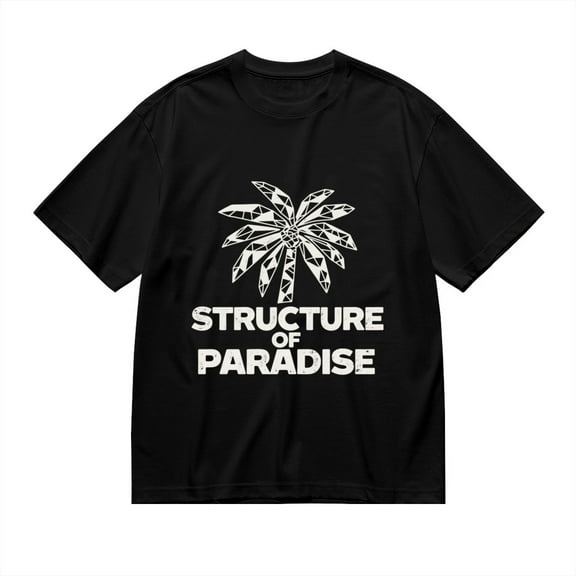 Black T Shirts for Men, Structure Of Paradise, Geometric Palm Print 1 Mens Graphic Tees, 24816263,S