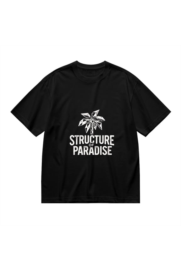 Black T Shirts for Men, Structure Of Paradise, Geometric Palm Print 2 Mens Graphic Tees, 24816271,XXL