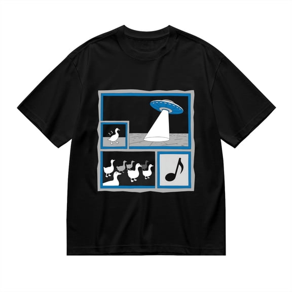 Black T Shirts for Men, Ufo, Ducks, Musical Notes Graphic Mens Graphic Tees, 24898417,XL