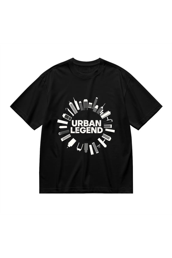 Black T Shirts for Men, Urban Legend, City Skyline Print 1 Mens Graphic Tees, 24816365,M