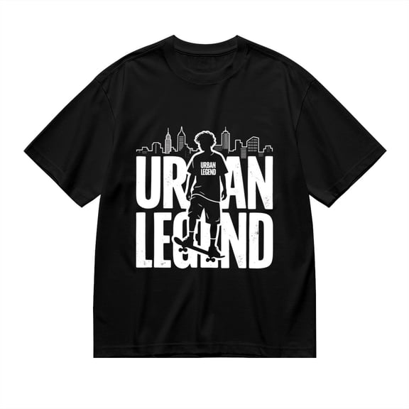 Black T Shirts for Men, Urban Legend, Skateboarder Print Mens Graphic Tees, 24816209,3XL